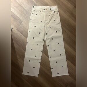 J. Crew off white sea shell slim wide leg jeans